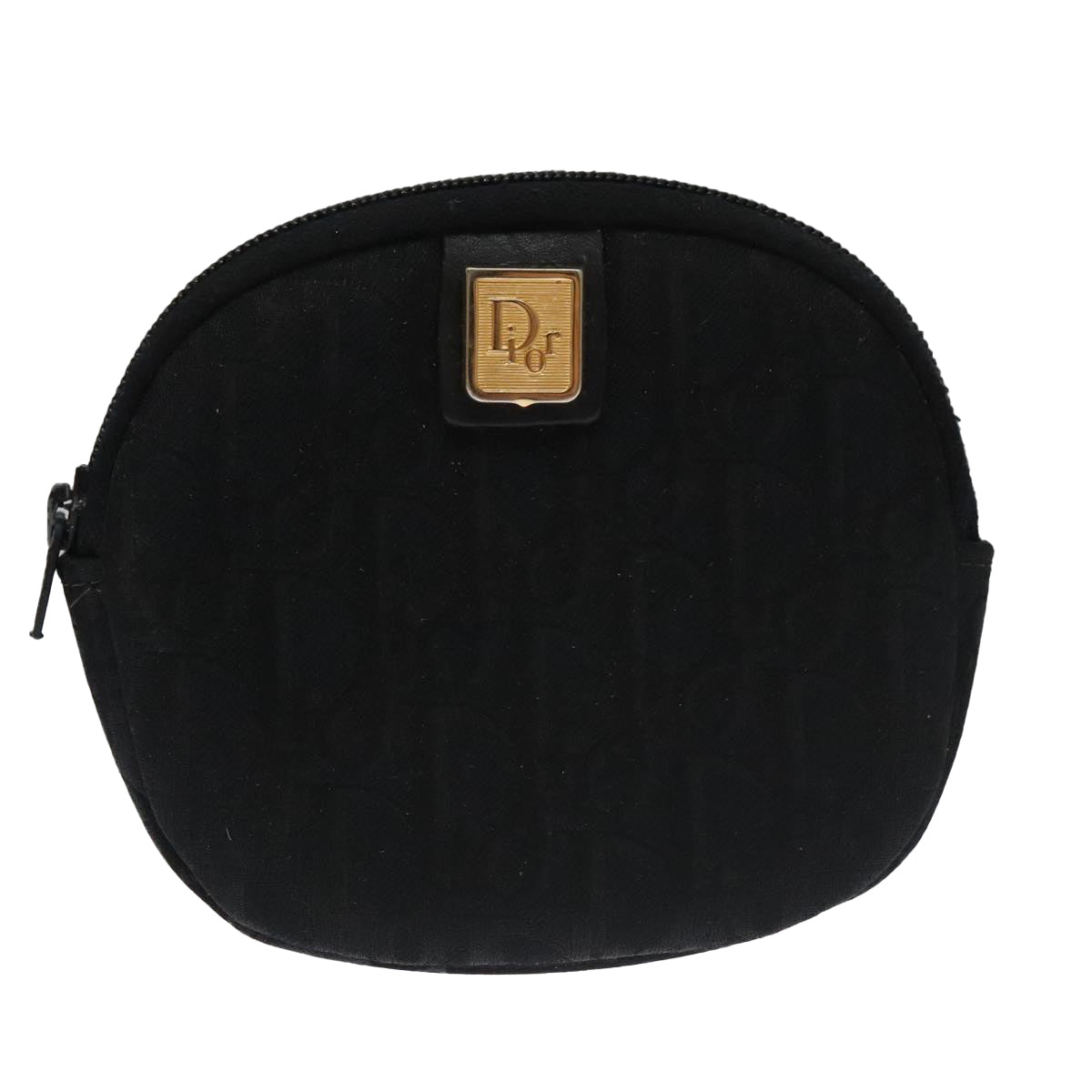 Christian Dior Trotter Canvas Coin Purse Black Auth 102725