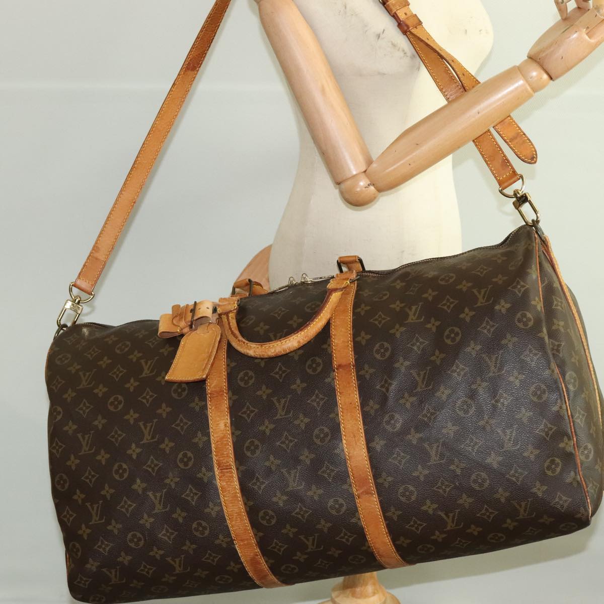 LOUIS VUITTON Monogram Keepall Bandouliere 60 Boston Bag M41412 LV Auth 102734