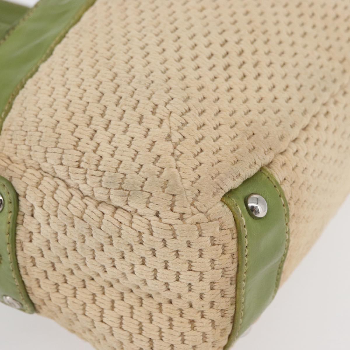 CHANEL Hand Bag Cotton Beige CC Auth 102761