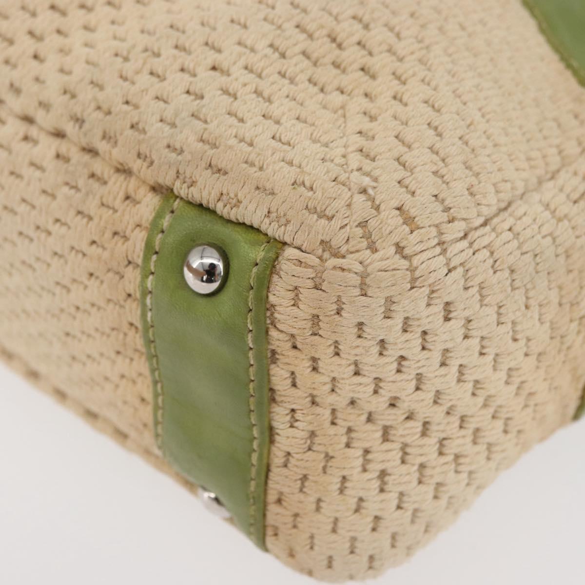 CHANEL Hand Bag Cotton Beige CC Auth 102761