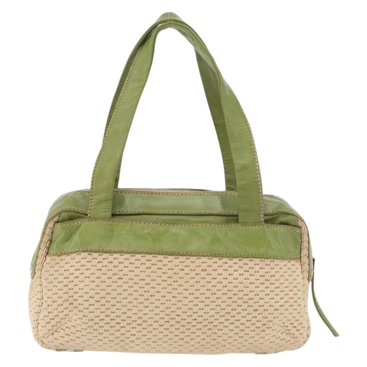 CHANEL Hand Bag Cotton Beige CC Auth 102761