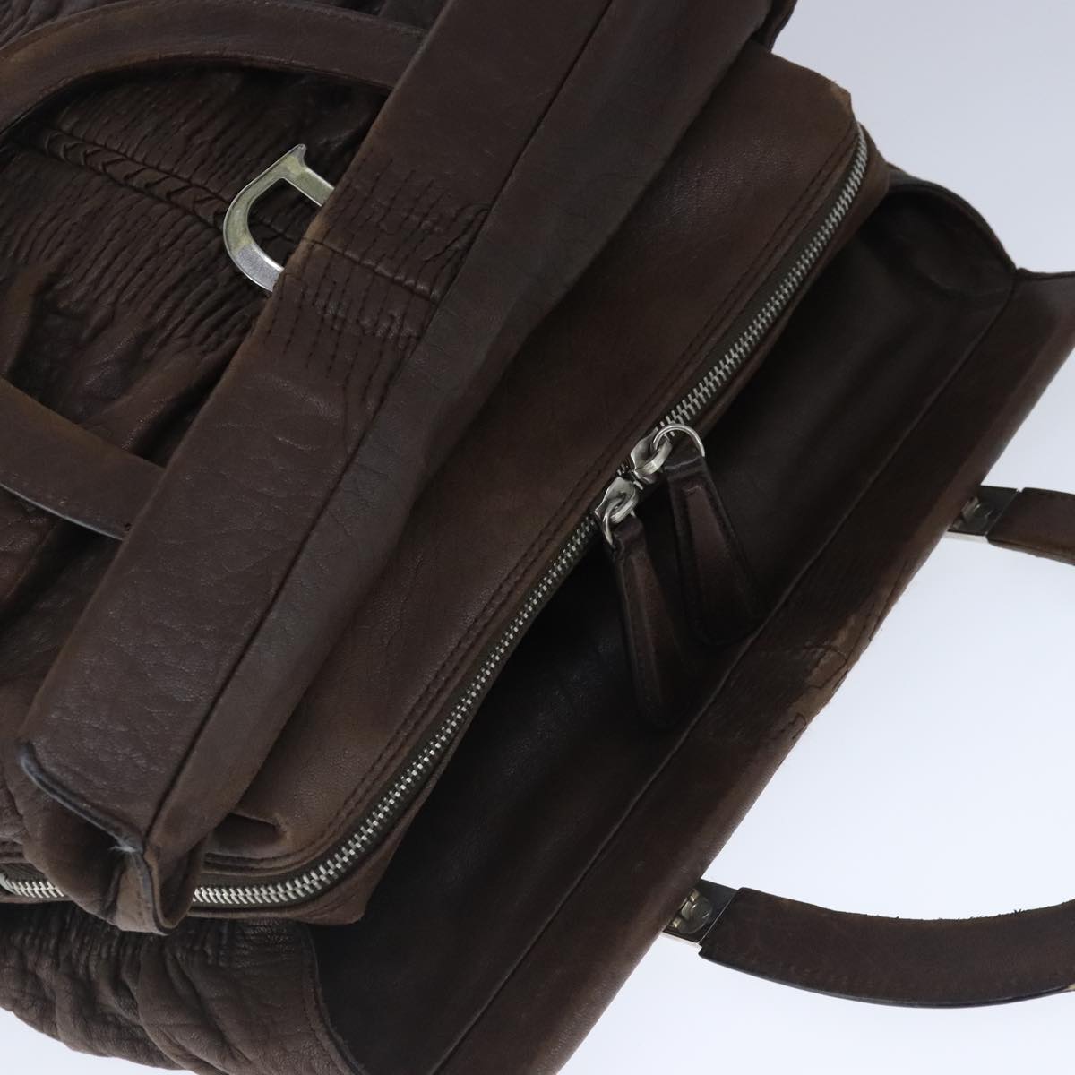 Christian Dior Hand Bag Leather Brown Auth 102865