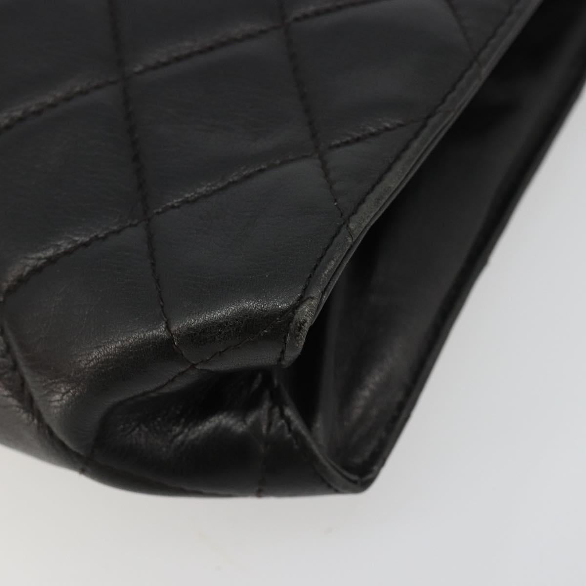 CHANEL Matelasse Chain Tote Bag Leather Black Gold CC Auth 102918