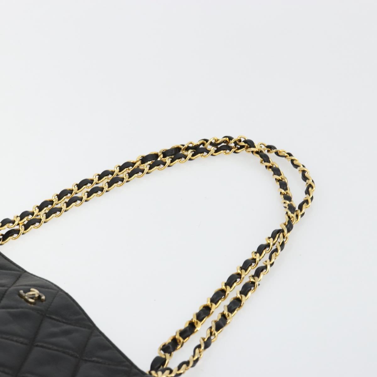 CHANEL Matelasse Chain Tote Bag Leather Black Gold CC Auth 102918
