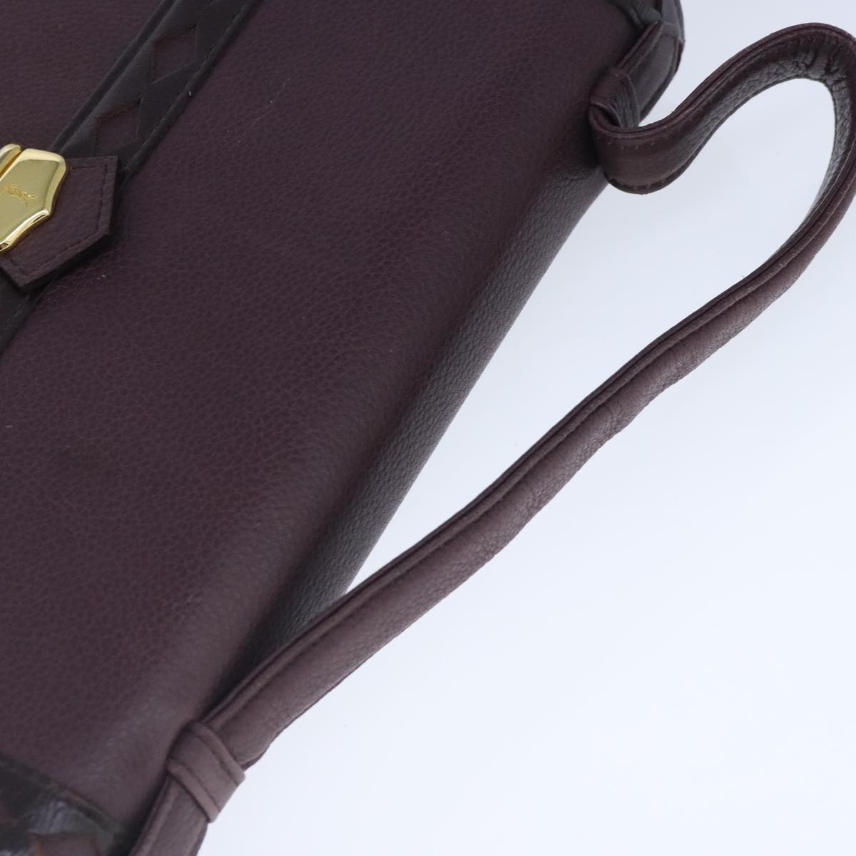 SAINT LAURENT Hand Bag Leather 2way Purple Gold Auth 102929