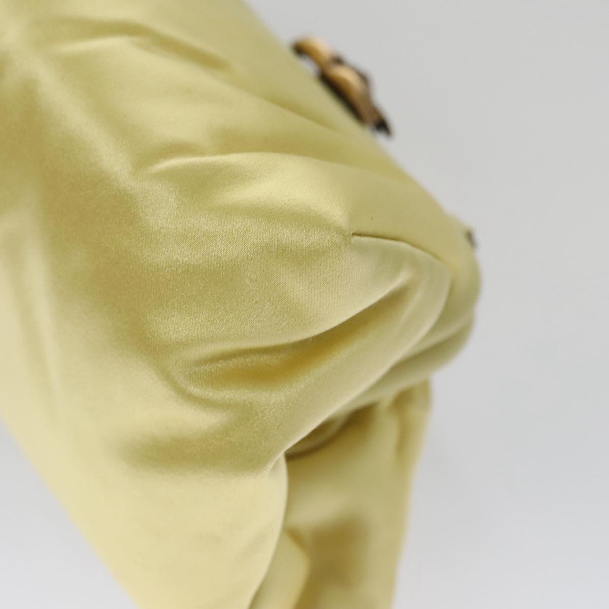 CHANEL Purse Party Bag Satin Yellow CC Auth 103080AV