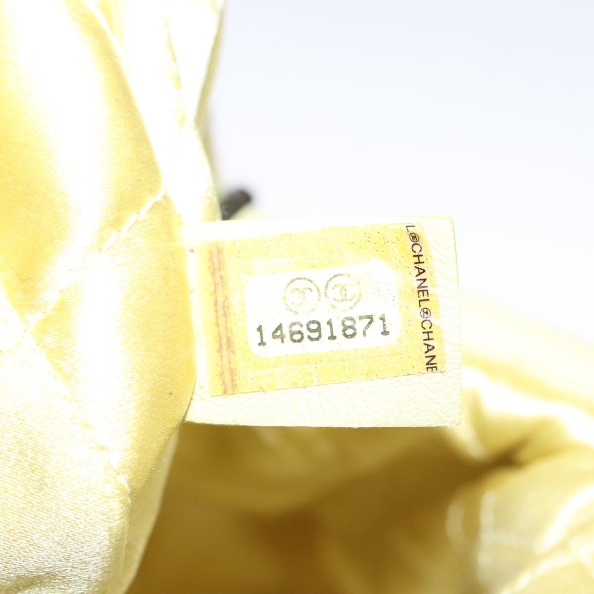 CHANEL Purse Party Bag Satin Yellow CC Auth 103080AV