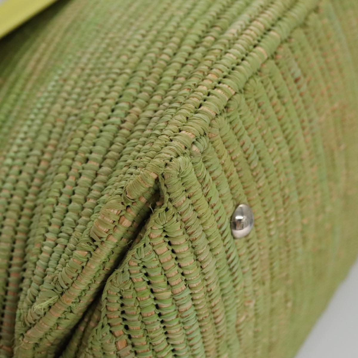 Salvatore Ferragamo Sofia Gancini Hand Bag Straw Leather 2way Green Auth 103207V