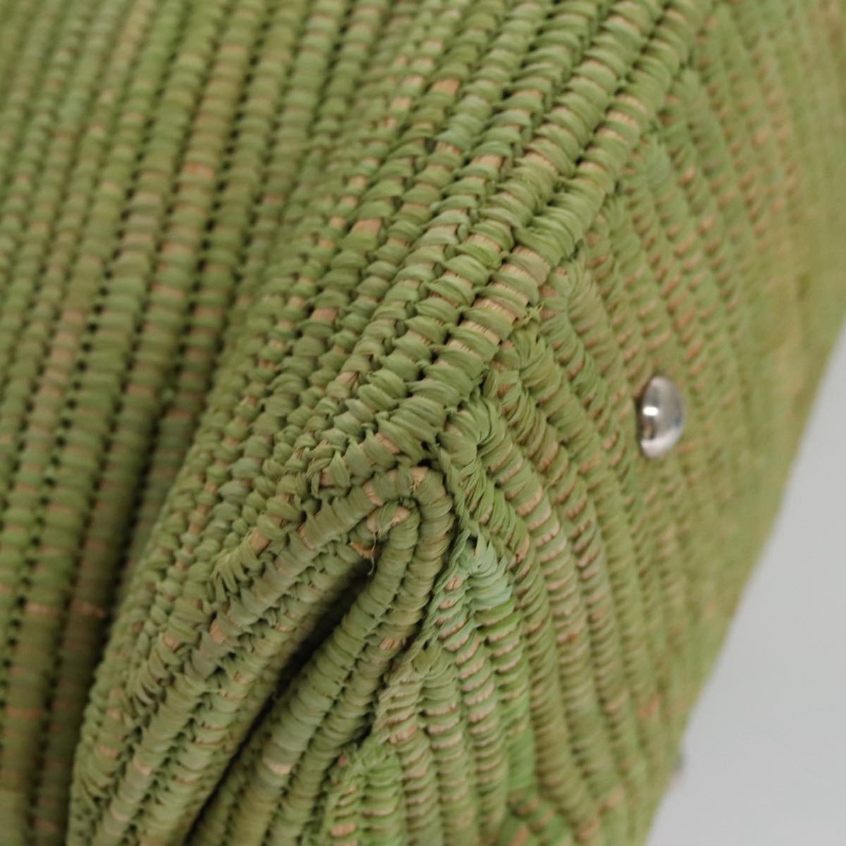 Salvatore Ferragamo Sofia Gancini Hand Bag Straw Leather 2way Green Auth 103207V