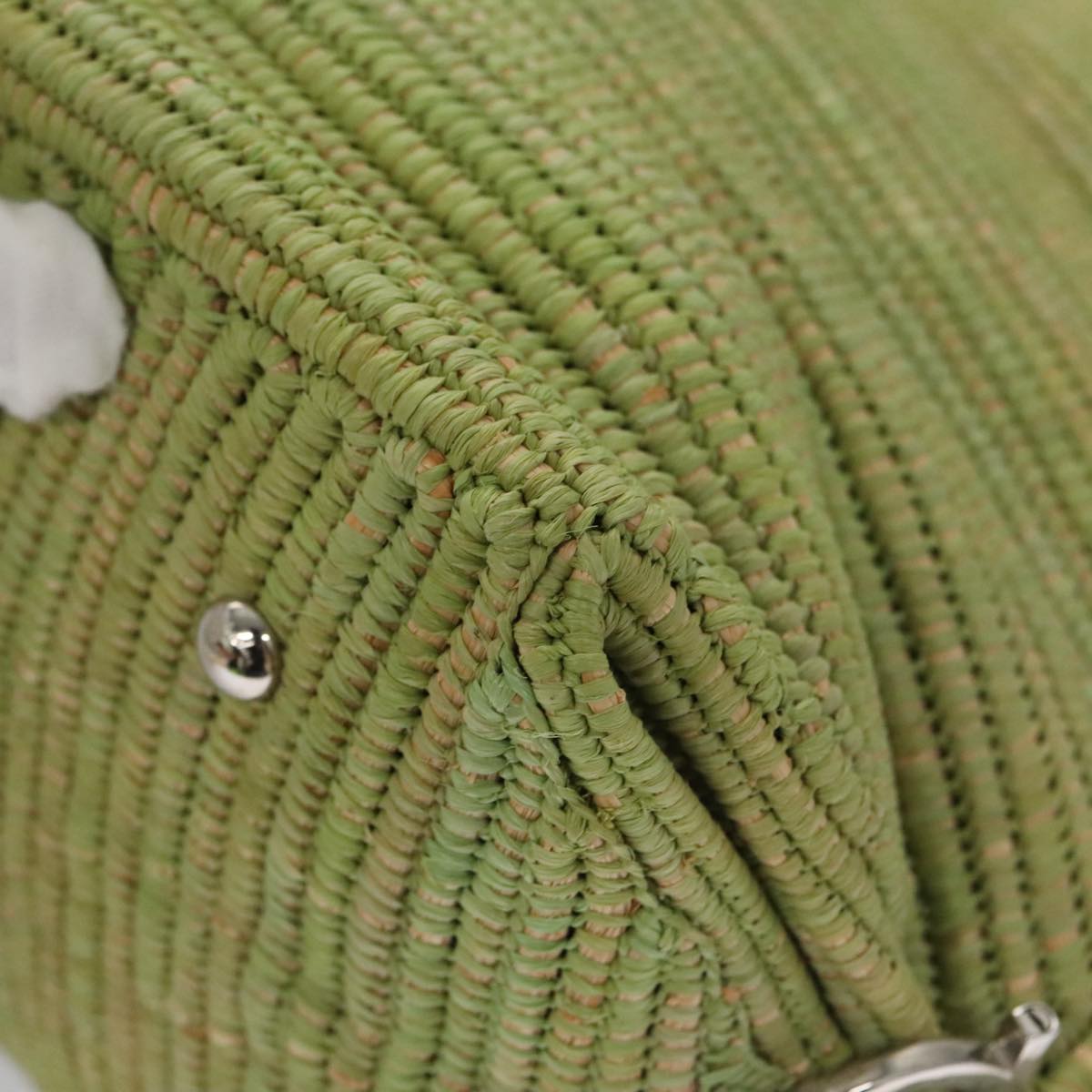 Salvatore Ferragamo Sofia Gancini Hand Bag Straw Leather 2way Green Auth 103207V