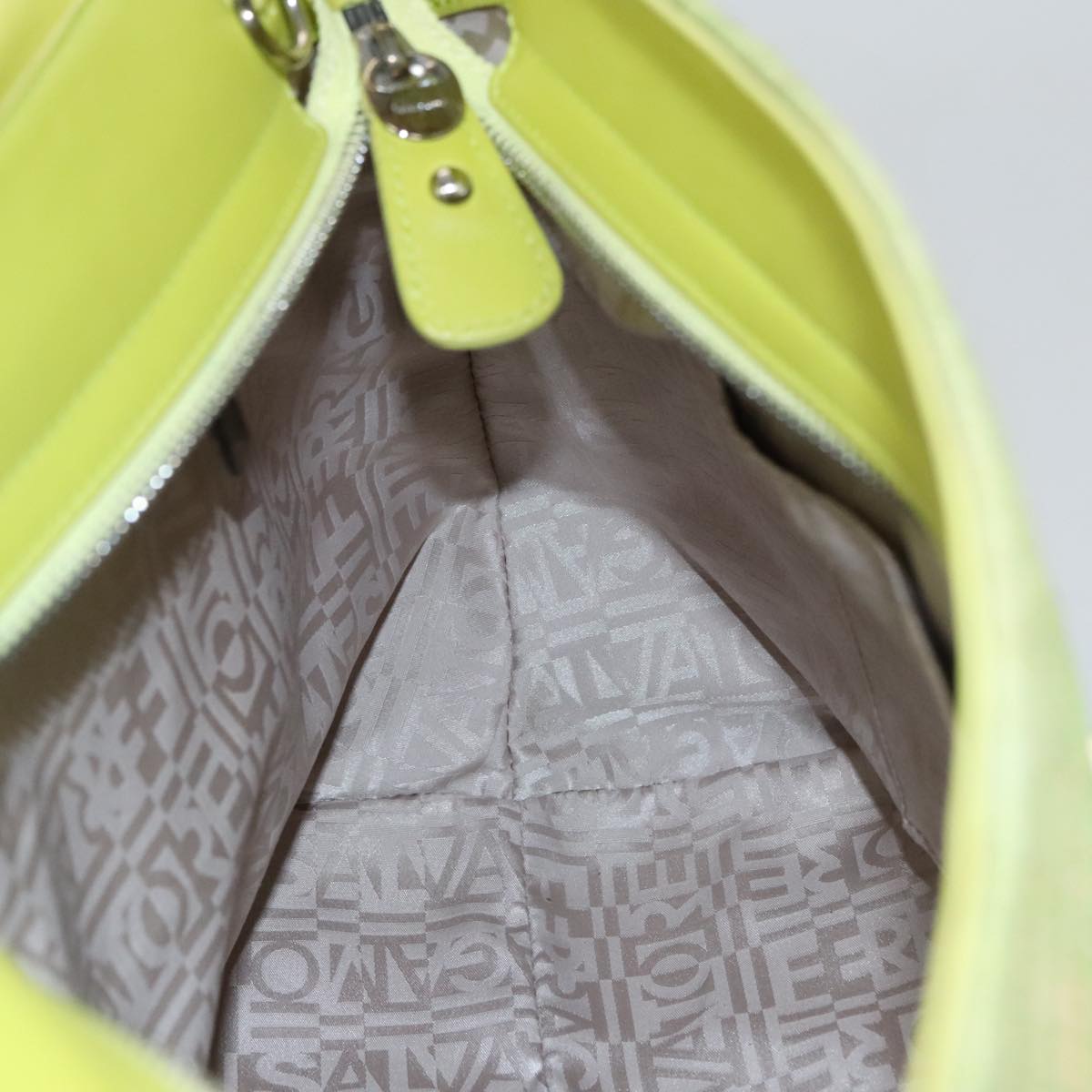 Salvatore Ferragamo Sofia Gancini Hand Bag Straw Leather 2way Green Auth 103207V
