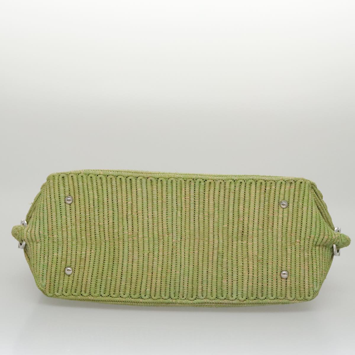 Salvatore Ferragamo Sofia Gancini Hand Bag Straw Leather 2way Green Auth 103207V