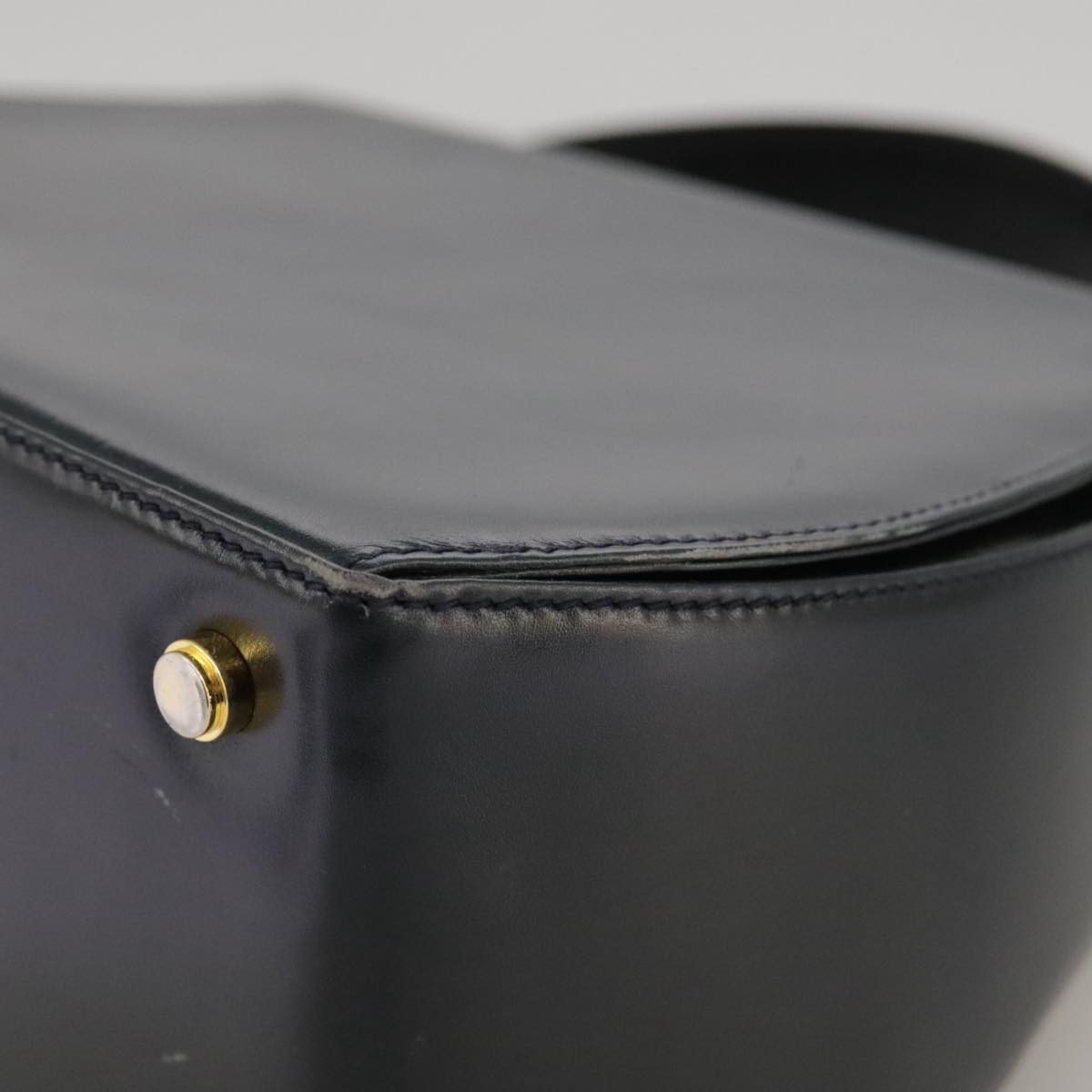 Salvatore Ferragamo Gancini Hand Bag Leather 2way Black Gold Auth 103208