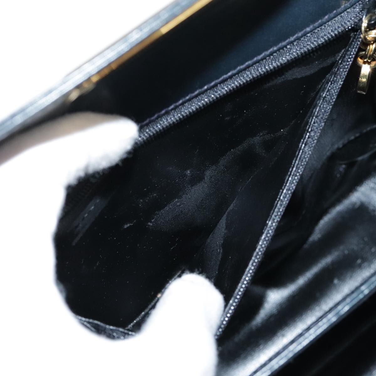 Salvatore Ferragamo Gancini Hand Bag Leather 2way Black Gold Auth 103208