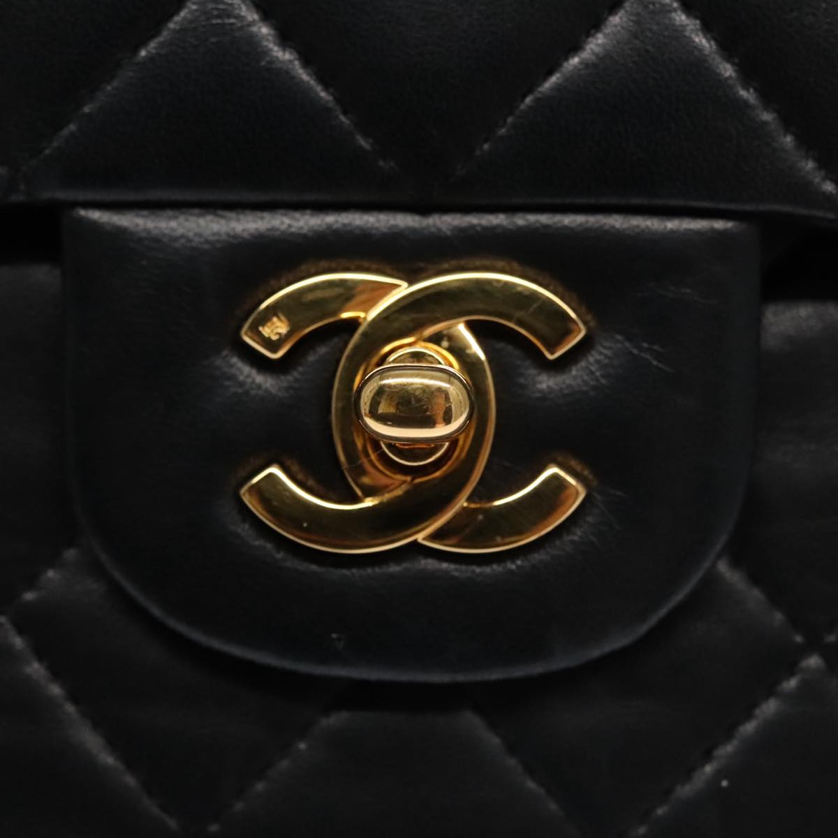 CHANEL Matelasse 25 Chain Valentine Limited Lamb Skin Black CC Auth 103226SAM