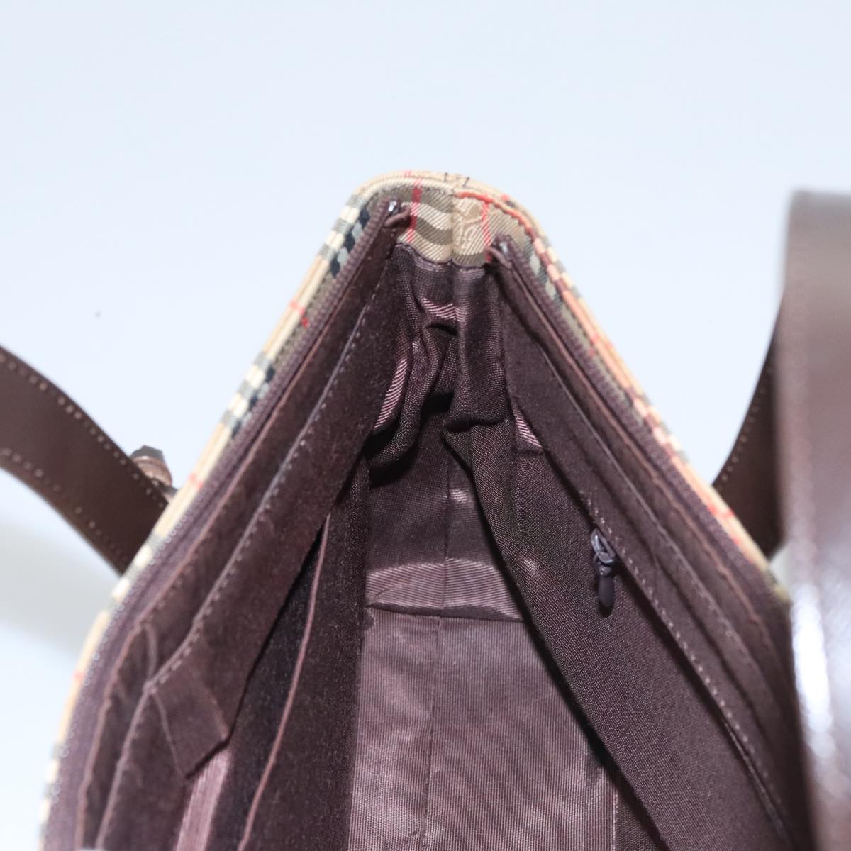 BURBERRY Nova Check Hand Bag Canvas Black Beige Auth 103259