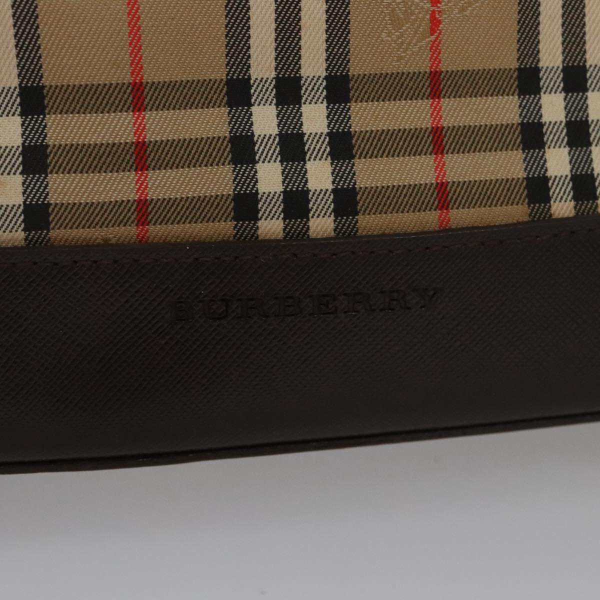 BURBERRY Nova Check Hand Bag Canvas Black Beige Auth 103259