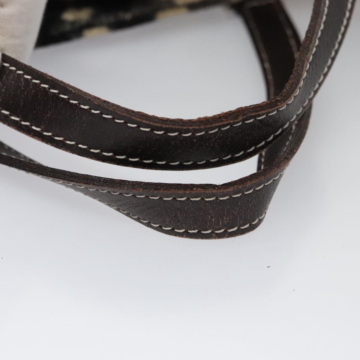 BURBERRY Blue Label Nova Check Hand Bag Wool Beige Auth 103260