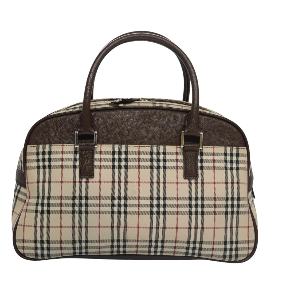 BURBERRY Nova Check Hand Bag Canvas Beige Auth 103267