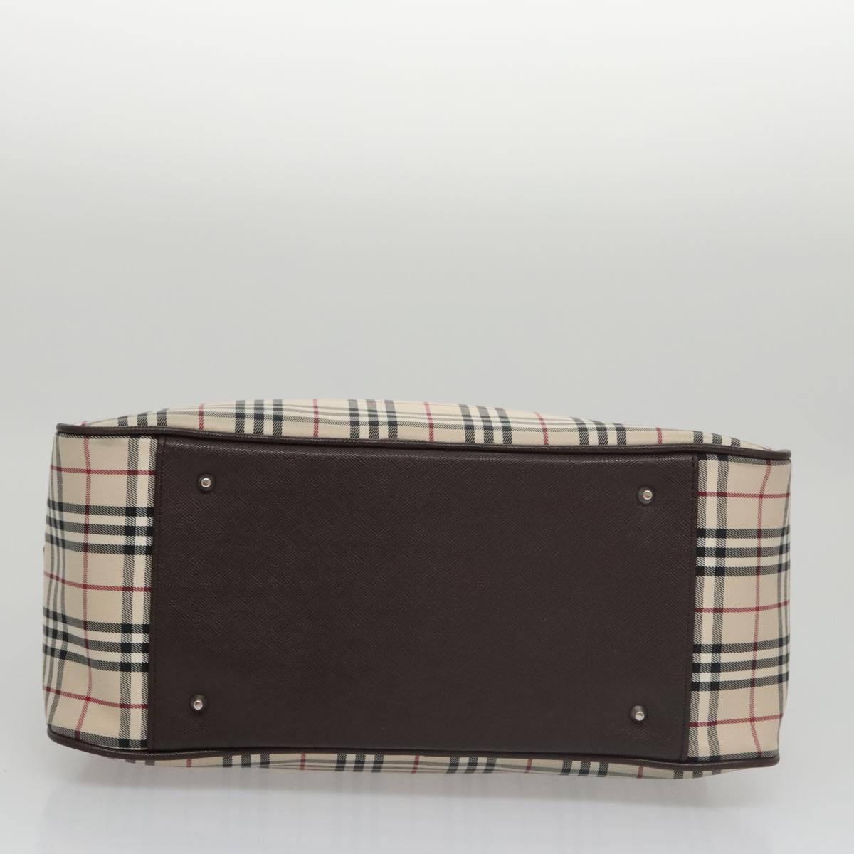 BURBERRY Nova Check Hand Bag Canvas Beige Auth 103267