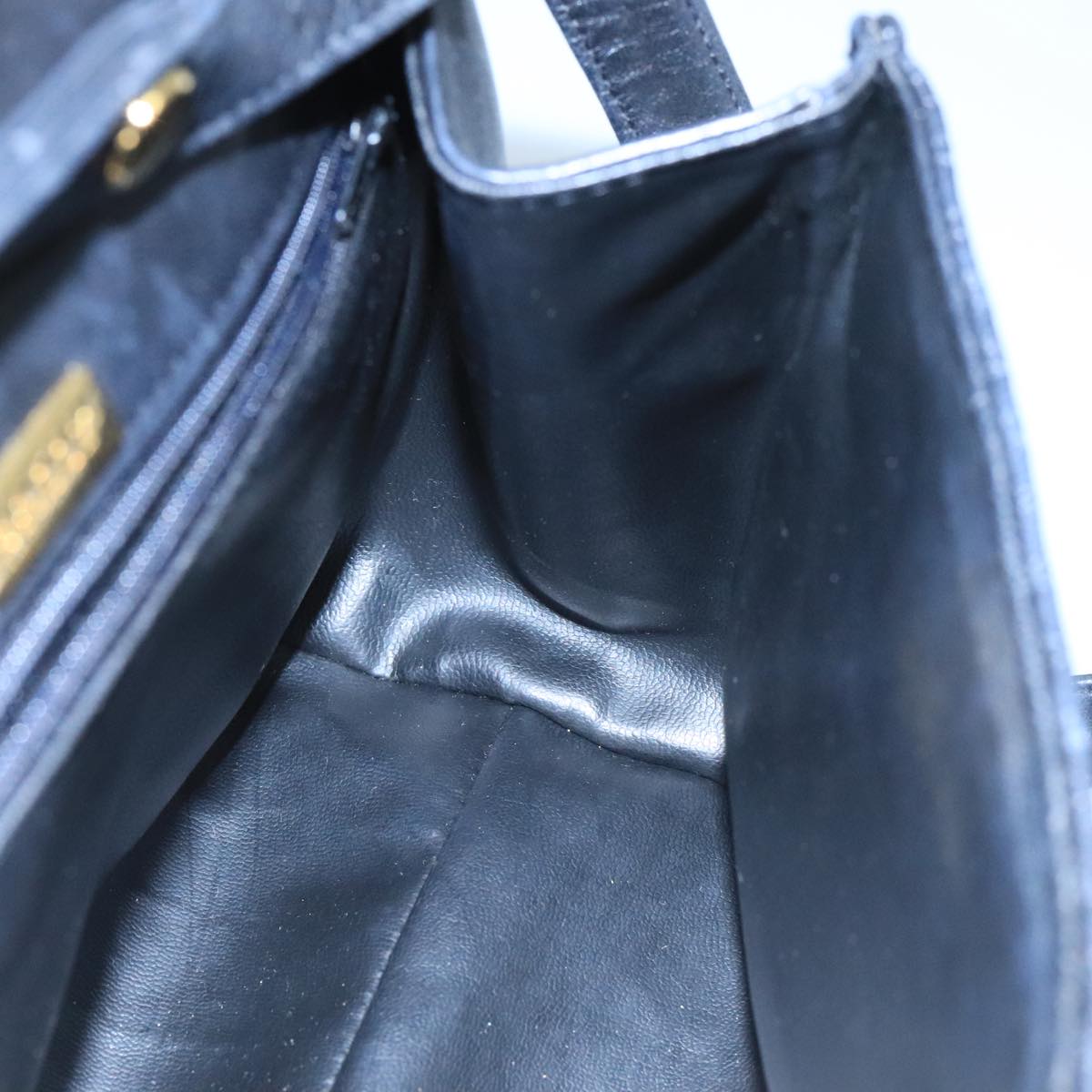 BALLY Hand Bag Leather 2way Black Gold Auth 103280