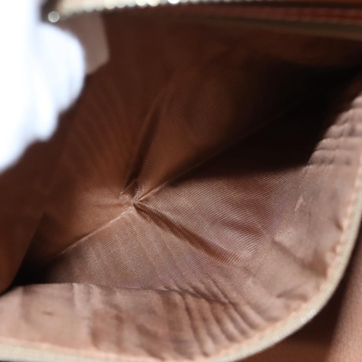 CELINE Macadam Canvas Hand Bag PVC Leather Brown Gold Auth 103291