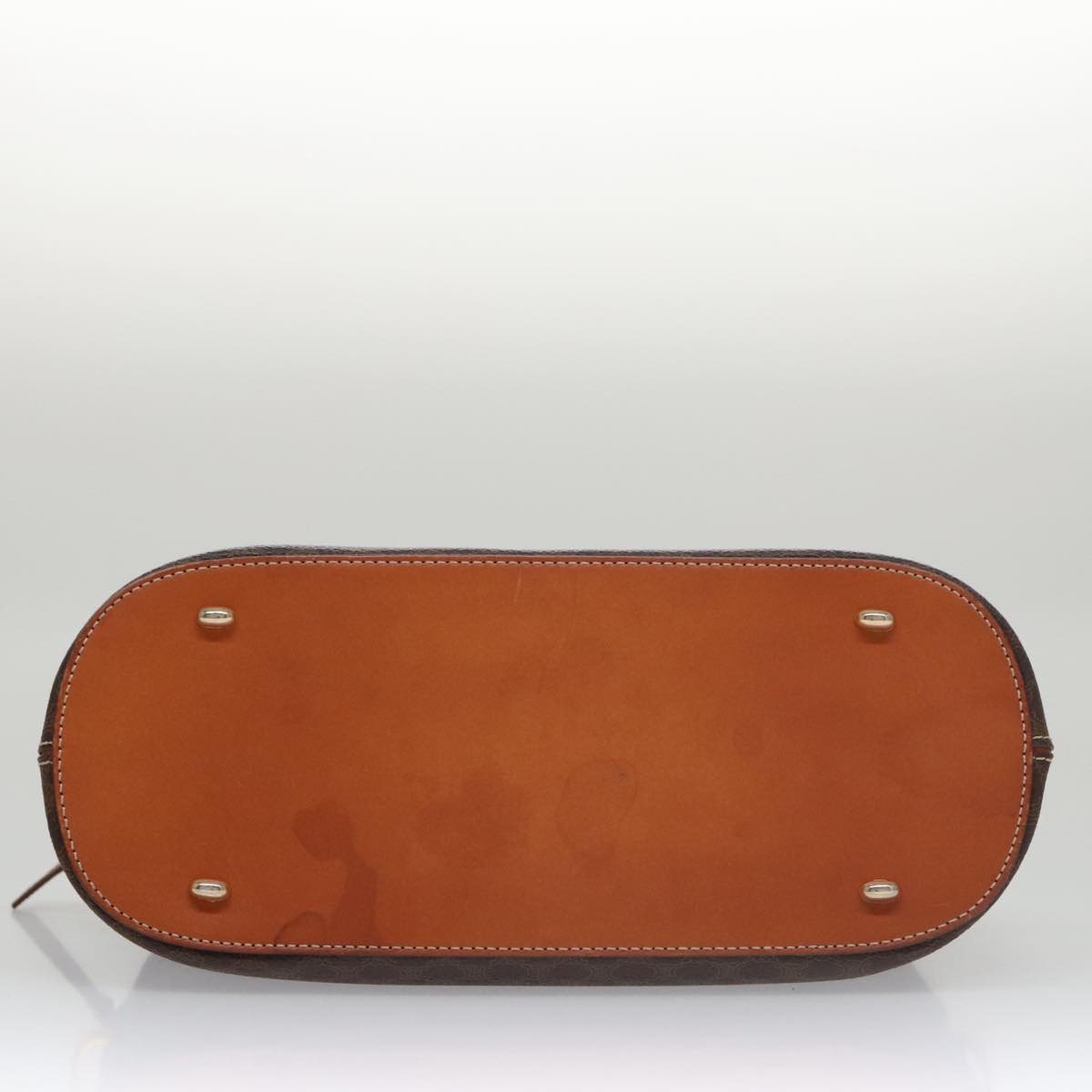 CELINE Macadam Canvas Hand Bag PVC Leather Brown Gold Auth 103291