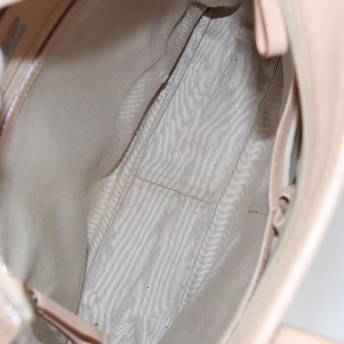 BURBERRY Shoulder Bag Canvas Leather Beige Cream Silver Auth 103299