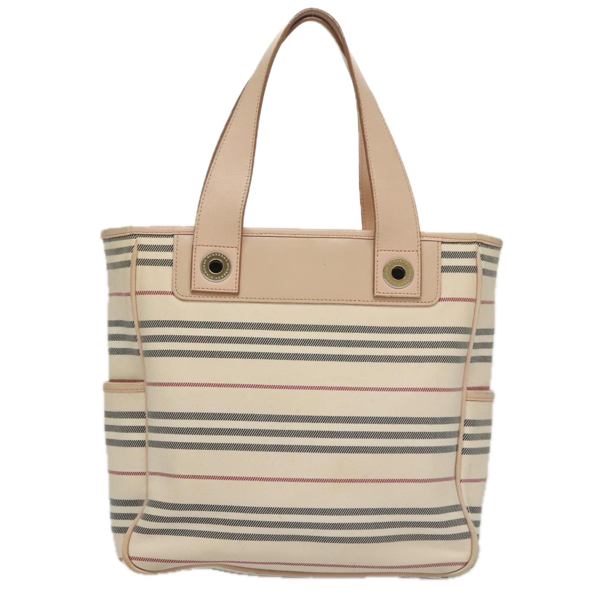 BURBERRY Shoulder Bag Canvas Leather Beige Cream Silver Auth 103299
