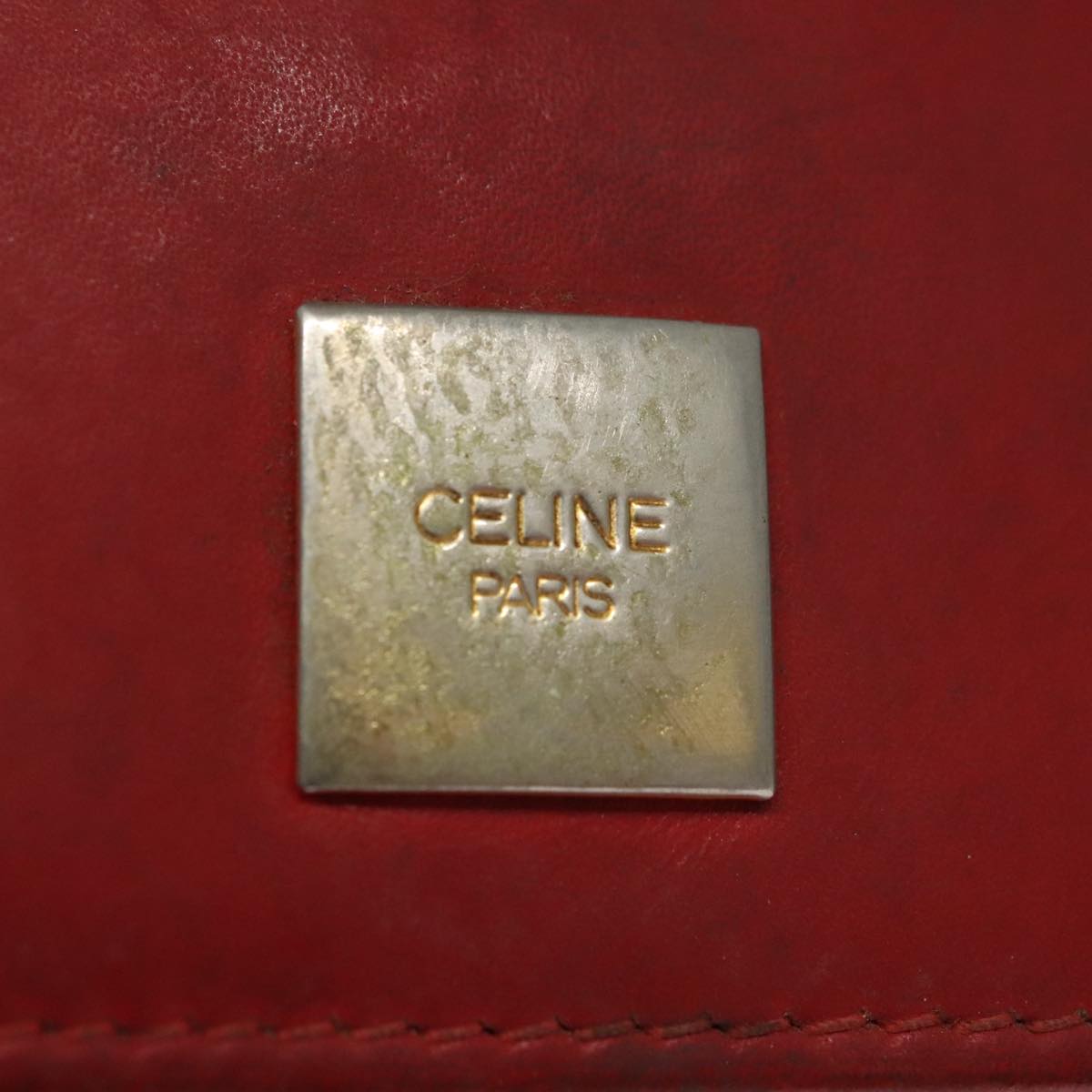 CELINE Mini Hand Bag Leather Red Auth 103334