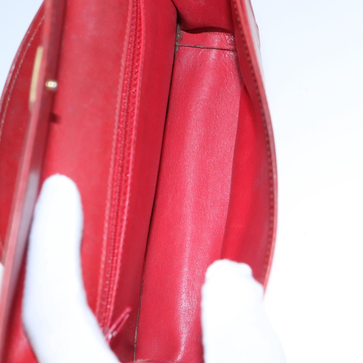 CELINE Mini Hand Bag Leather Red Auth 103334