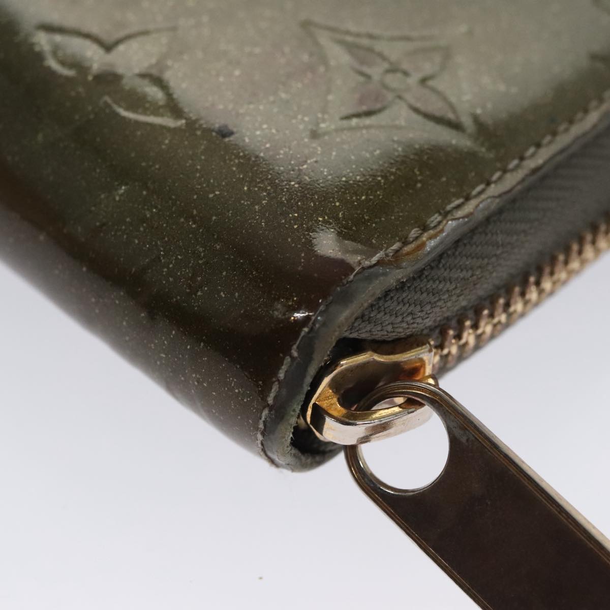 LOUIS VUITTON Monogram Vernis Zippy Wallet Veil Bronze M93723 LV Auth 103361