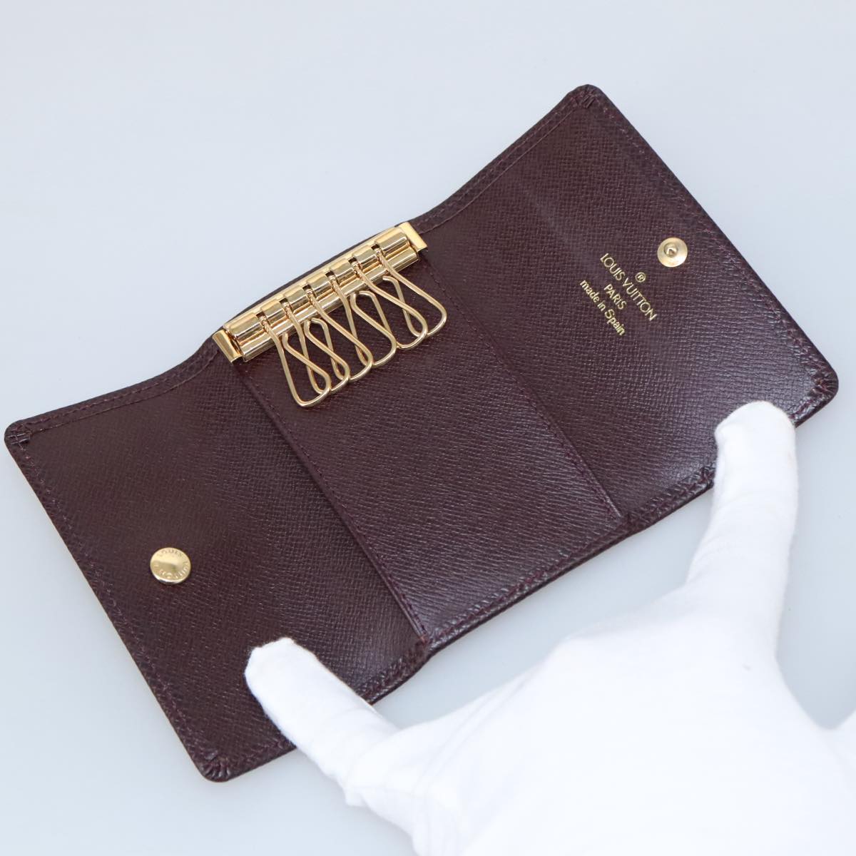 LOUIS VUITTON Taiga Multicles6 Key Case Acajou M30536 LV Auth 103362