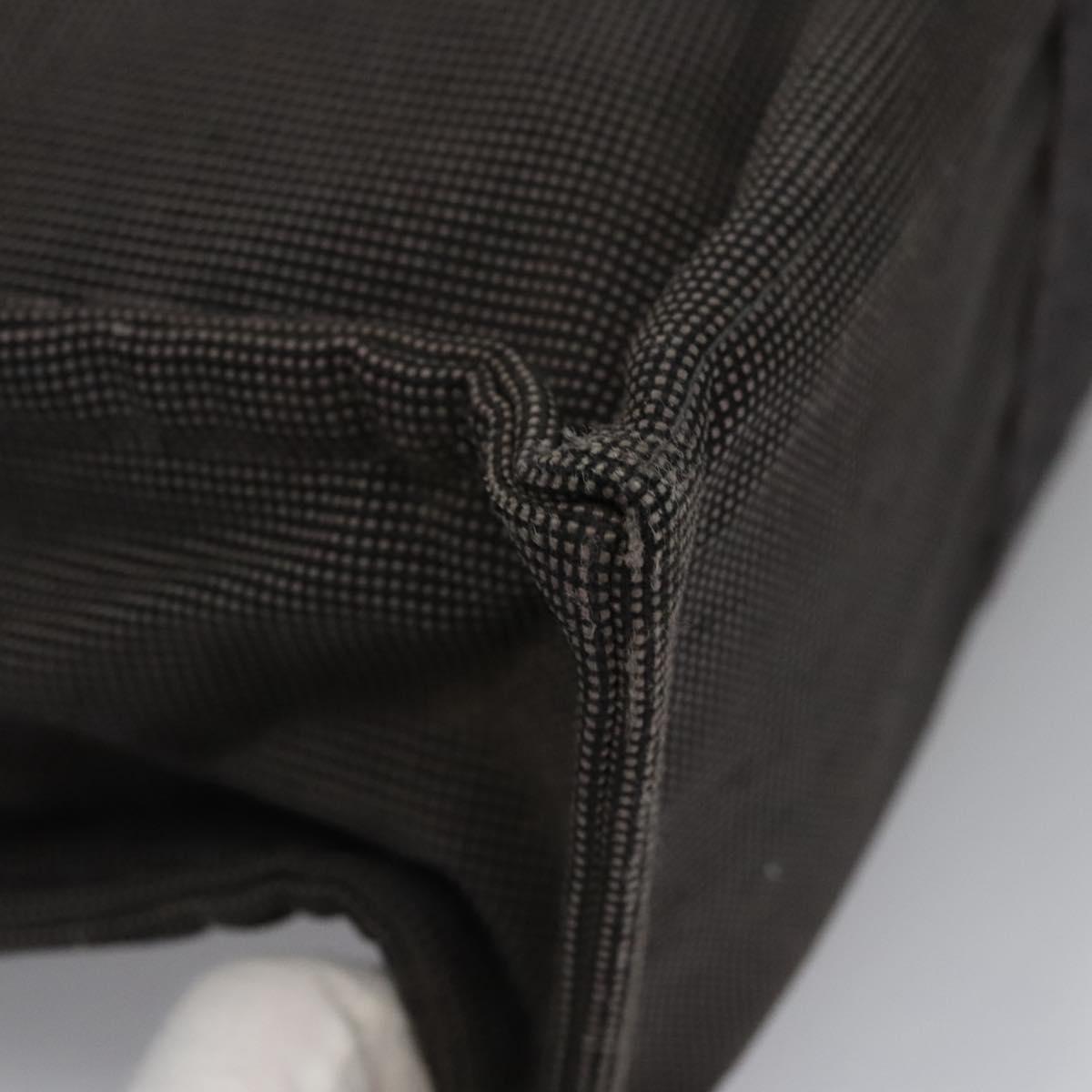 HERMES Her Line MM Hand Bag Canvas Gray Silver Auth 103414