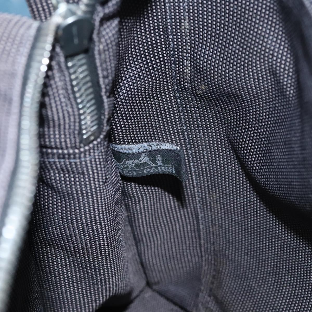 HERMES Her Line MM Hand Bag Canvas Gray Silver Auth 103414