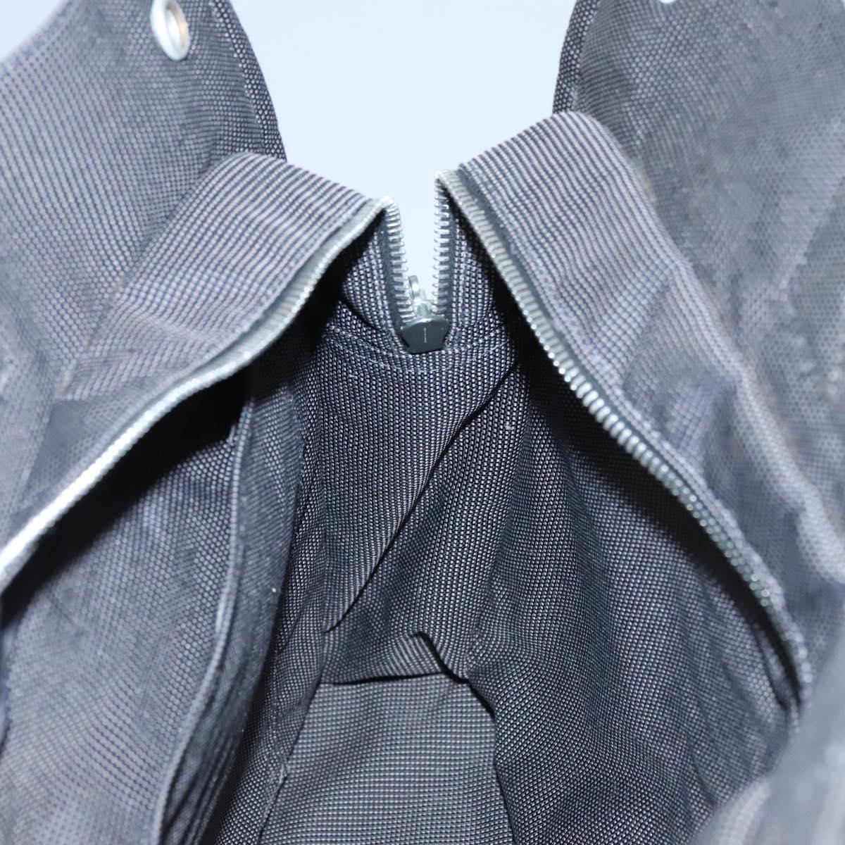 HERMES Her Line MM Hand Bag Canvas Gray Silver Auth 103414