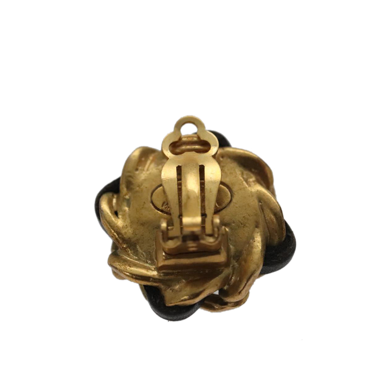 CHANEL Earring metal Gold CC Auth 103474