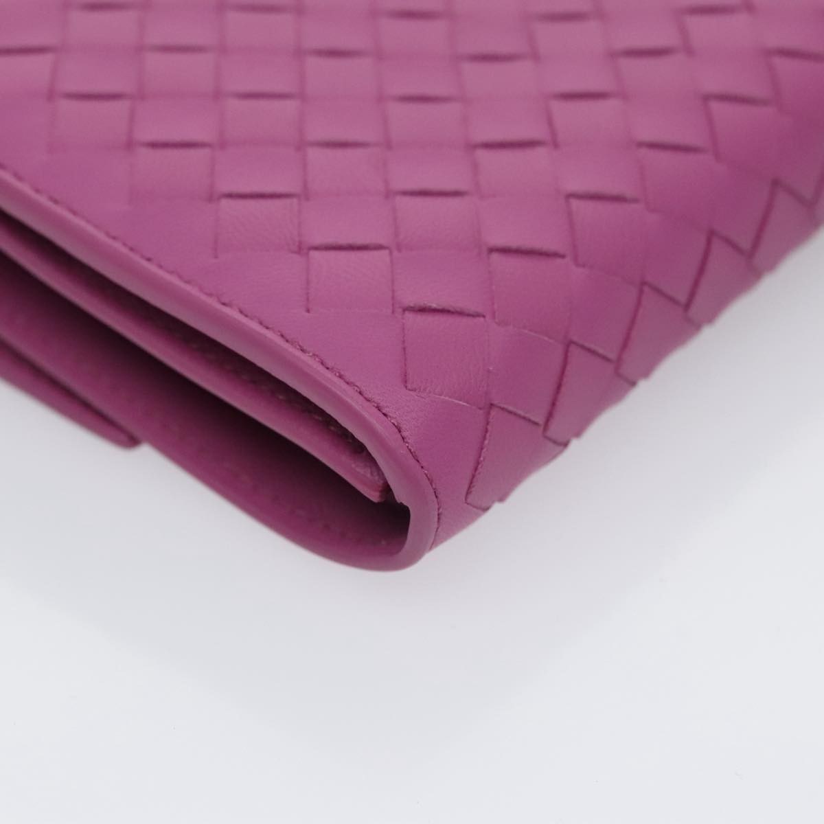 BOTTEGA VENETA INTRECCIATO Long Wallet Leather Purple Auth 103477M