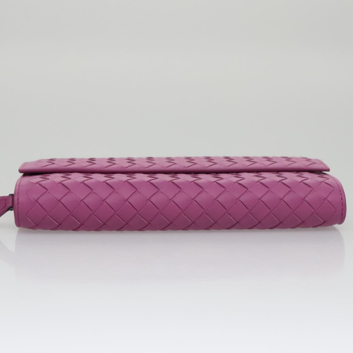 BOTTEGA VENETA INTRECCIATO Long Wallet Leather Purple Auth 103477M