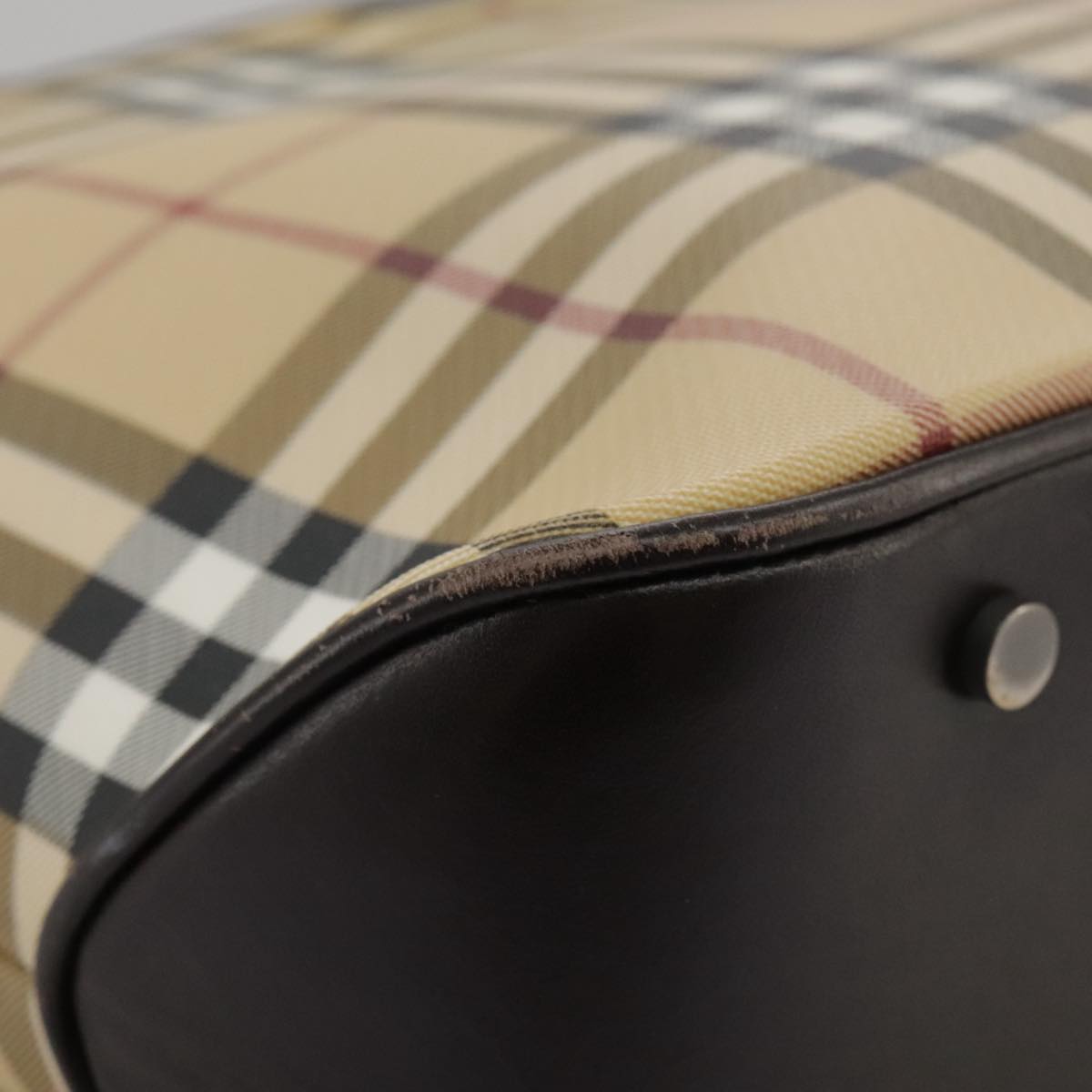 BURBERRY Nova Check Hand Bag PVC Beige Auth 103523