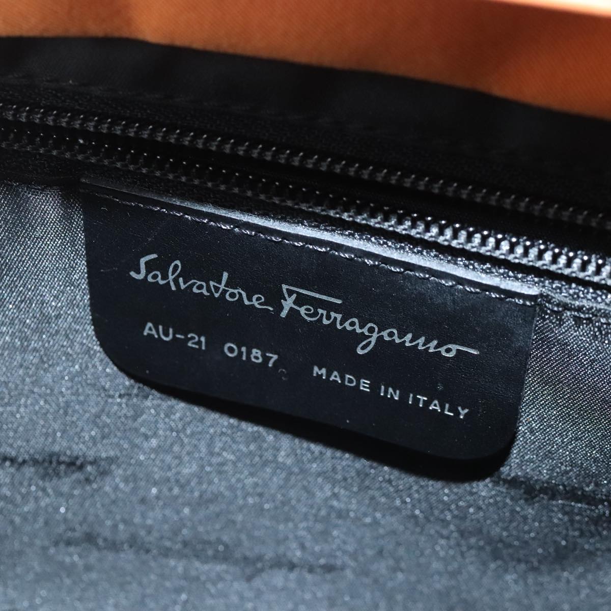 Salvatore Ferragamo Hand Bag Canvas Orange Auth 103650