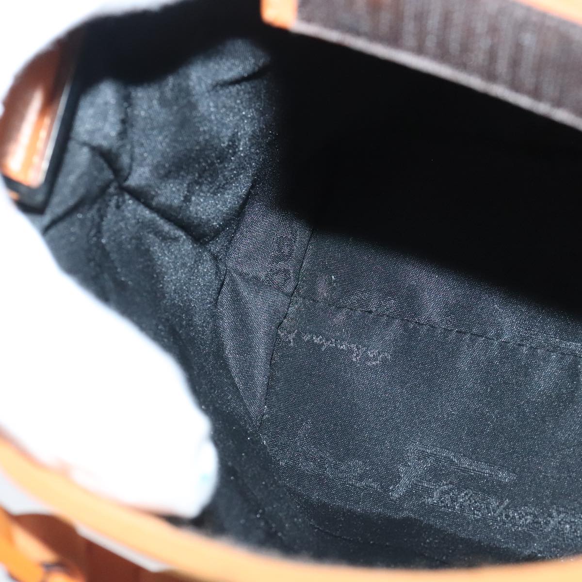 Salvatore Ferragamo Hand Bag Canvas Orange Auth 103650