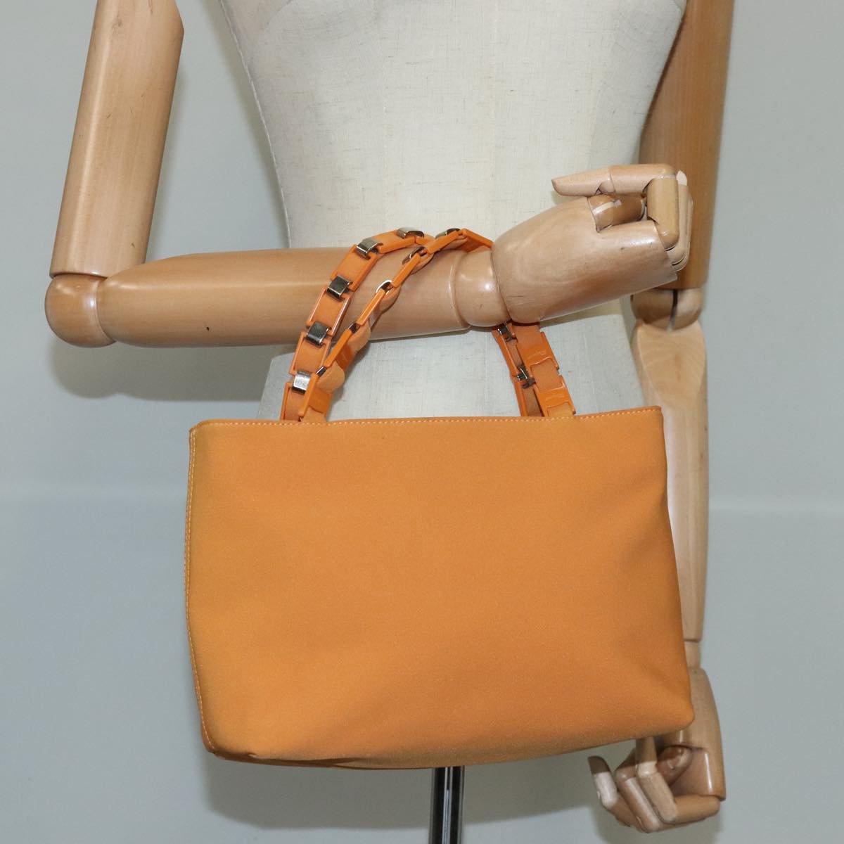 Salvatore Ferragamo Hand Bag Canvas Orange Auth 103650