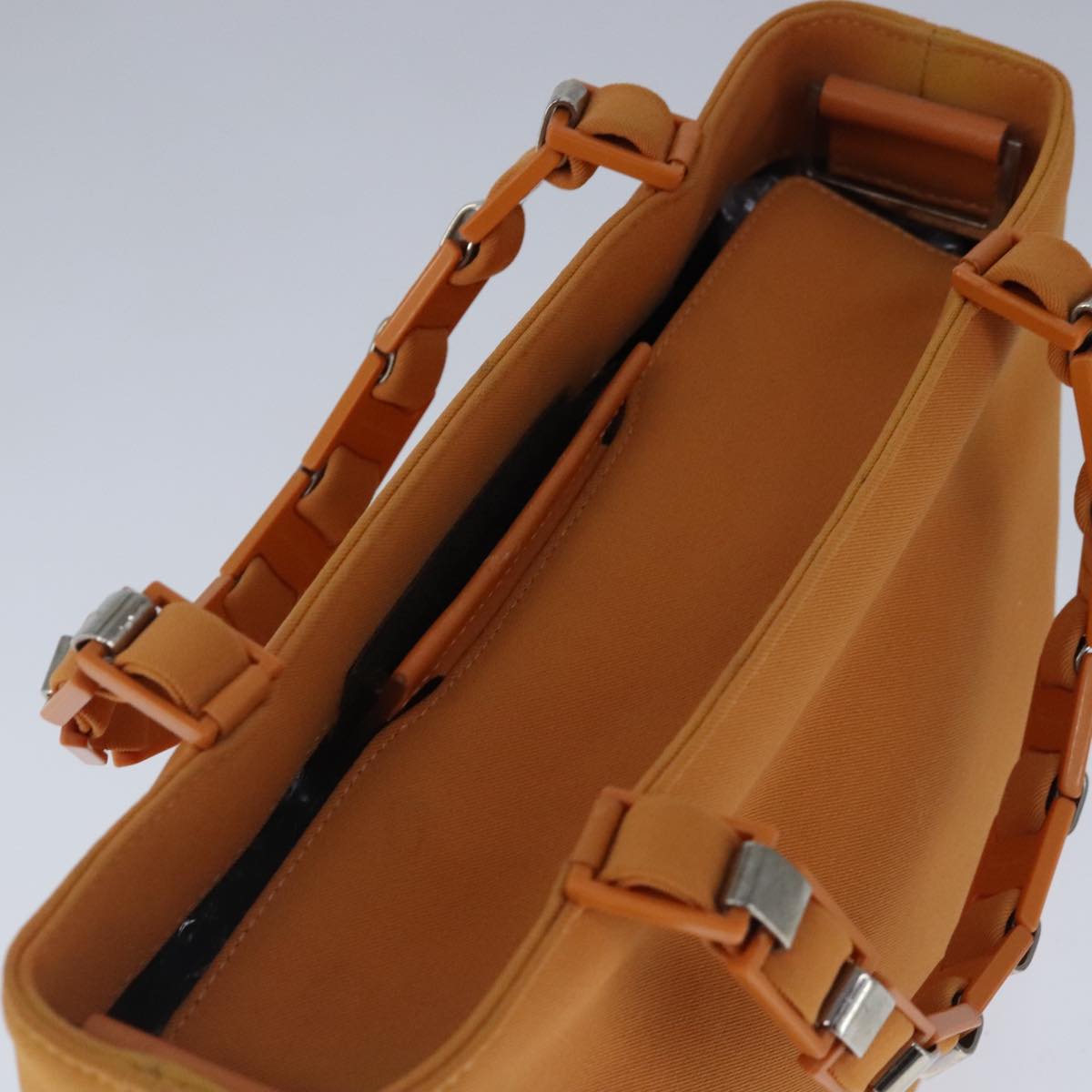 Salvatore Ferragamo Hand Bag Canvas Orange Auth 103650
