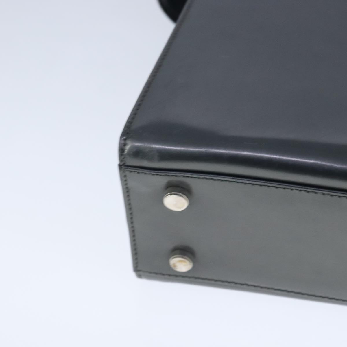 Salvatore Ferragamo Hand Bag Enamel 2way Black Silver Auth 103651