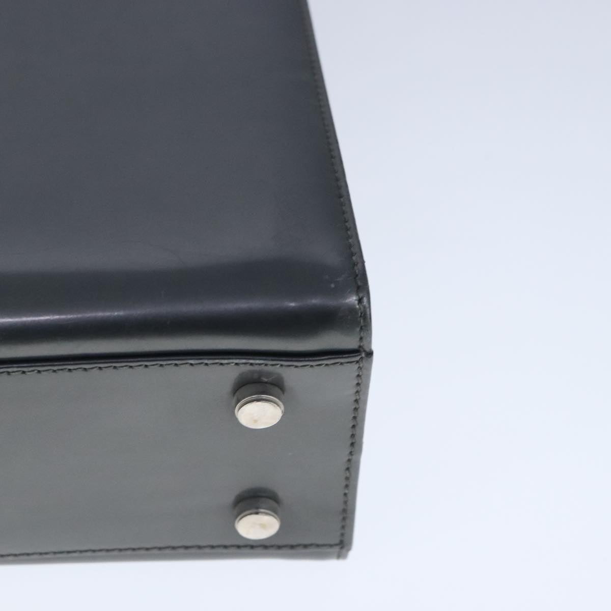 Salvatore Ferragamo Hand Bag Enamel 2way Black Silver Auth 103651