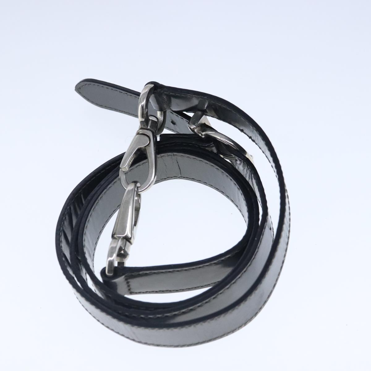 Salvatore Ferragamo Hand Bag Enamel 2way Black Silver Auth 103651