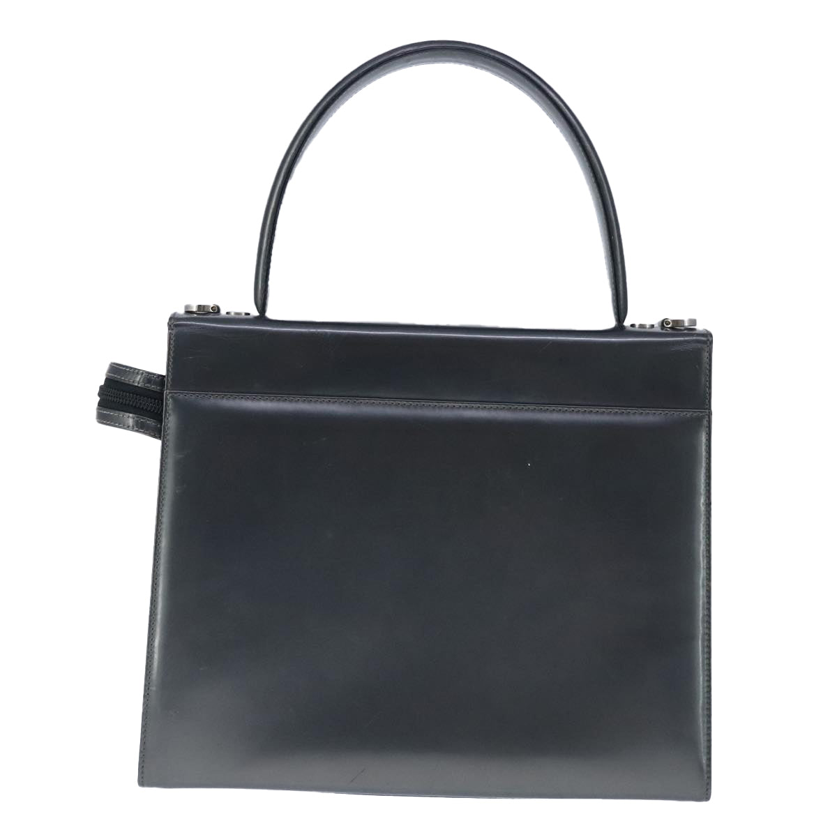 Salvatore Ferragamo Hand Bag Enamel 2way Black Silver Auth 103651