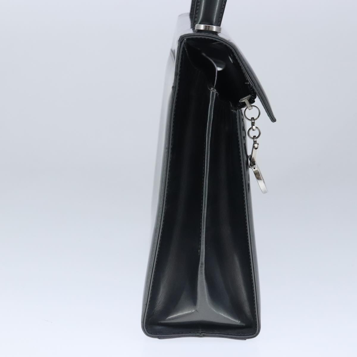 Salvatore Ferragamo Hand Bag Enamel 2way Black Silver Auth 103651