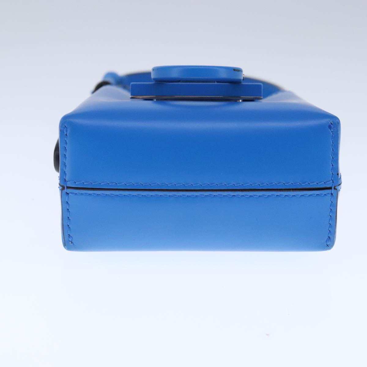 Salvatore Ferragamo Gancini Hand Bag Leather Blue Silver Auth 103652AM